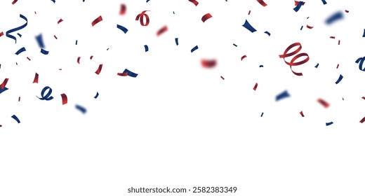 confetti background Stunning reds and blues that zigzag down in celebration. Festive decoration vector illustration