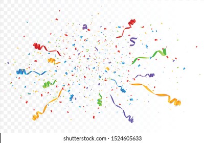 Confetti background vector isolated. Colorful bright confetti pieces. Holiday festive background