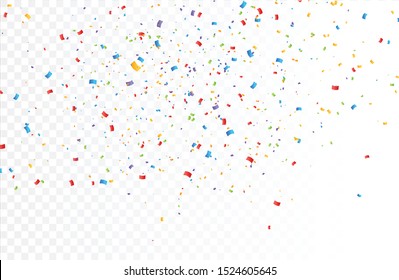 Confetti background vector isolated. Colorful bright confetti pieces. Holiday festive background