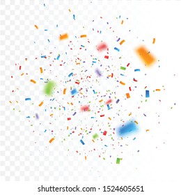 Confetti background vector isolated. Colorful bright confetti pieces. Holiday festive background