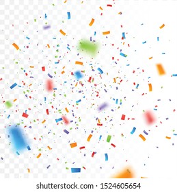 Confetti background vector isolated. Colorful bright confetti pieces. Holiday festive background