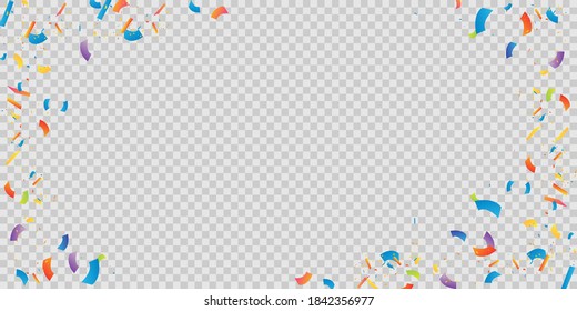 Confetti background vector isolated. Colorful bright confetti pieces. Holiday festive background