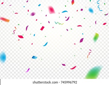 Confetti background vector isolated. Falling confetti birthday party decoration.