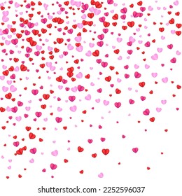 Confetti Background White Vector.   Fond Random Illustration. Pinkish Romance Pattern. Red Card Pattern.