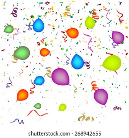Confetti with Balloons Background