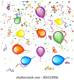 Confetti with Balloons Background 