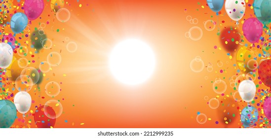 Confetti Balloons Sunbeam Orange Sky Header