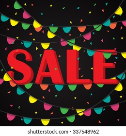 confetti big sale promotion background, can be use for celebration, new year, christmas card.  also design for web page, business sale banner, vector illustration