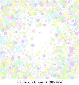 Confetti Border on White Background. Pastel colors. Abstract Background for Invitation, Greeting card, Banner. Confetti Design for Celebrating a Child's Birthday. Vector illustration