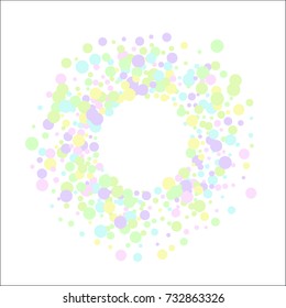 Confetti Border on White Background. Pastel colors. Abstract Background for Invitation, Greeting card, Banner. Confetti Design for Celebrating a Child's Birthday. Vector illustration