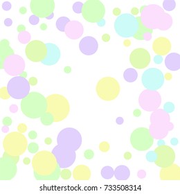 Confetti Border on White Background. Pastel colors. Abstract Background for Invitation, Greeting card, Banner. Confetti Design for Celebrating a Child's Birthday. Vector illustration