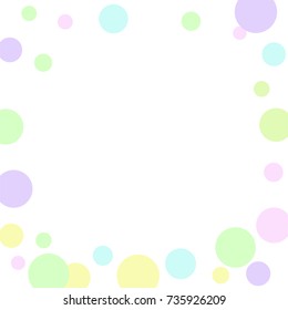 Confetti Border on White Background. Pastel colors. Abstract Background for Invitation, Greeting card, Banner. Confetti Design for Celebrating a Child's Birthday. Vector illustration