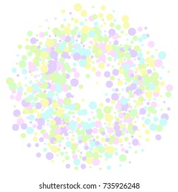 Confetti Border on White Background. Pastel colors. Abstract Background for Invitation, Greeting card, Banner. Confetti Design for Celebrating a Child's Birthday. Vector illustration