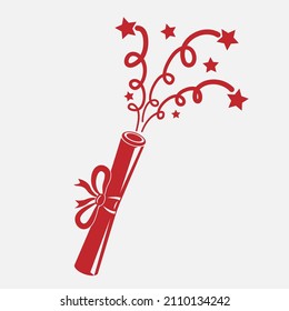 confetti bow holiday salute stars on white isolated background vector image eps