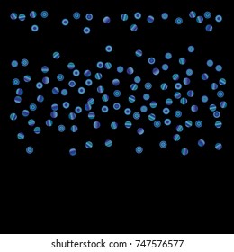 Confetti, bright colorful background, cute and fun decoration. Vector illustration for celebration, party, festive, holiday. Astral Design. Black background. Design for cards, invitations
