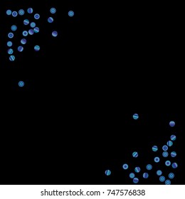 Confetti, bright colorful background, cute and fun decoration. Vector illustration for celebration, party, festive, holiday. Astral Design. Black background. Design for cards, invitations