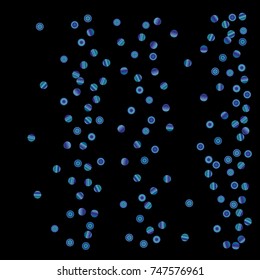 Confetti, bright colorful background, cute and fun decoration. Vector illustration for celebration, party, festive, holiday. Astral Design. Black background. Design for cards, invitations