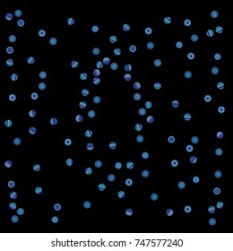 Confetti, bright colorful background, cute and fun decoration. Vector illustration for celebration, party, festive, holiday. Astral Design. Black background. Design for cards, invitations