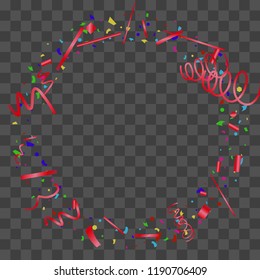 Confetti. Bright colorful vector sparkly confetti, isolated on a transparent background.Element design. Holiday background for postcard, banner, poster, cover design.