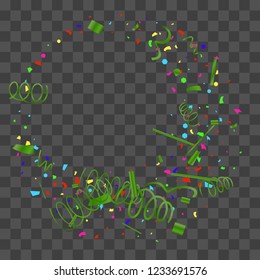 Confetti. Bright colorful vector sparkly confetti, isolated on a transparent background.Element design. Holiday background for postcard, banner, poster, cover design.