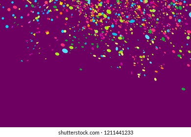 Confetti. Bright explosion. Colored firework. Texture with colorful glitters. Geometric background. Image for banners, posters and flyers. Greeting cards