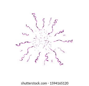 Confetti burst explosion isolated on white background. Gold flying ribbons, streamers and paper particles. Birthday party background. Festive vector illustration