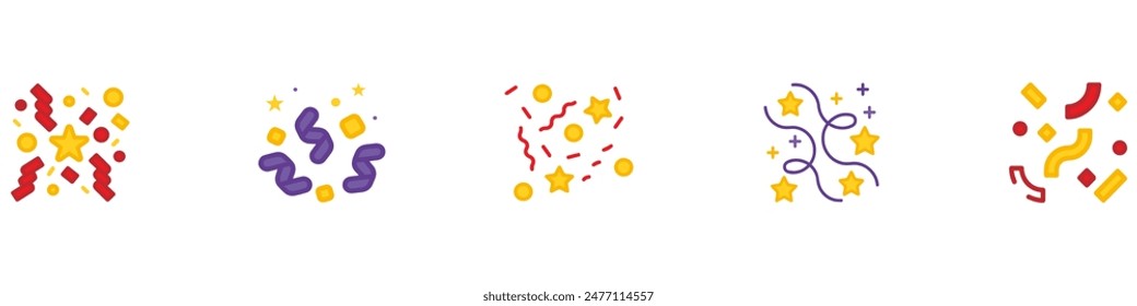 Confetti burst. Confetti burst set. Confetti burst Icon. Fireworks Icon. Confetti popper icon. Vector Illustration. Vector Graphic. EPS 10