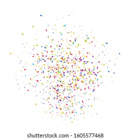 Confetti burst vector illustration. Color ribbons and streamers. Birthday party background