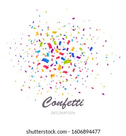 Confetti Burst Vector Illustration. Color Ribbons And Streamers. Birthday Party Background