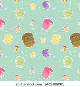 Confetti cake colorful seamless pattern.