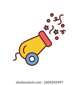 Confetti Cannon vector icon stock illustration