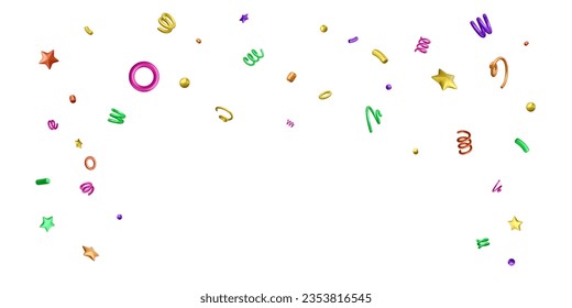 Confetti celebration background. Colorful greeting decoration. 3D confetti element. Vector illustration