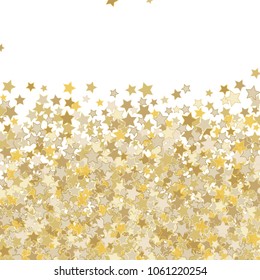 Confetti Celestial Vector Background. Glittering Scattered Random Stars. Decorative abstract dynamic backdrop. Holiday, celebration decorations, paper packaging, textile design, covers

