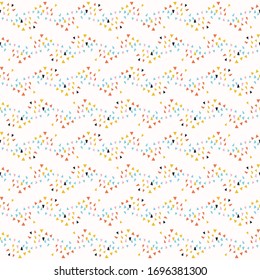 Confetti chevron stripe seamless vector background pattern. Stylized paper cut out matisse style texture. Kawaii modern retro 50's style deco swatch. Decorative bright flat color playful allover print