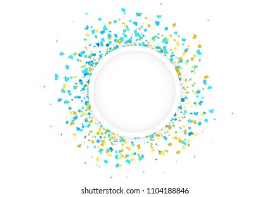 Confetti circle ring paper scatter explosion celebration party template banner card and poster design abstract background vector illustration