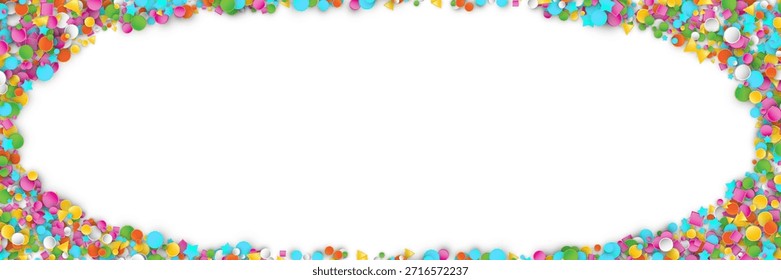 Círculos de confeti aislados. Patrón redondo del confeti del partido del papel, decoración plana del cumpleaños del color, elemento sorpresa en vista superior del fondo blanco