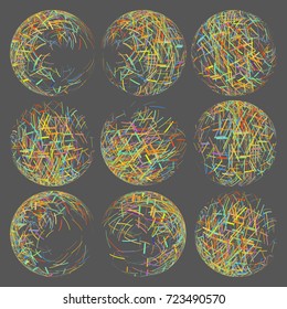 Confetti circles new year frames. Collection of Light shining circle backgrounds. Vector illustration backgrounds.