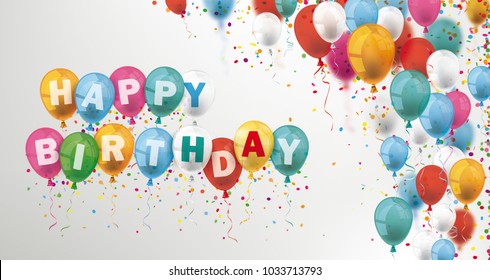 Confetti Colored Balloons Text Happy Birthday Stock Vector (Royalty ...