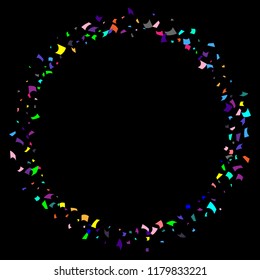 Confetti. Colorful confetti on a black background. Holiday festive background. Suitable for postcard background, banner, poster, cover design.Vector.