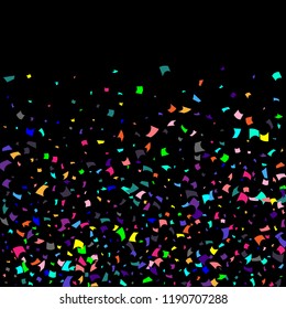 Confetti. Colorful confetti on a black background. Holiday festive background. Suitable for postcard background, banner, poster, cover design.Vector.