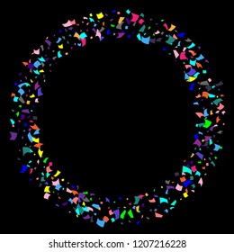 Confetti. Colorful confetti on a black background. Holiday festive background. Suitable for postcard background, banner, poster, cover design.Vector.