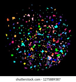Confetti. Colorful confetti on a black background. Holiday festive background. Suitable for postcard background, banner, poster, cover design.Vector.