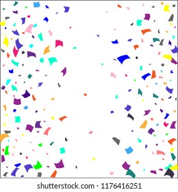 Confetti. Colorful confetti on white background. Holiday festive background. Suitable for postcard background, banner, poster, cover design.Vector.