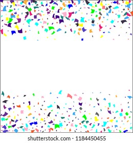 Confetti. Colorful confetti on white background. Holiday festive background. Suitable for postcard background, banner, poster, cover design.Vector.