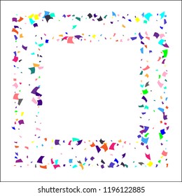 Confetti. Colorful confetti on white background. Holiday festive background. Suitable for postcard background, banner, poster, cover design.Vector.
