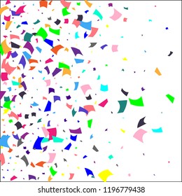 Confetti. Colorful confetti on white background. Holiday festive background. Suitable for postcard background, banner, poster, cover design.Vector.