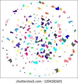 Confetti. Colorful confetti on white background. Holiday festive background. Suitable for postcard background, banner, poster, cover design.Vector.