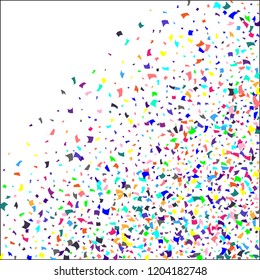 Confetti. Colorful confetti on white background. Holiday festive background. Suitable for postcard background, banner, poster, cover design.Vector.