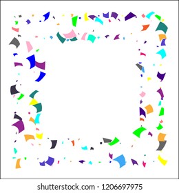 Confetti. Colorful confetti on white background. Holiday festive background. Suitable for postcard background, banner, poster, cover design.Vector.