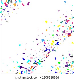 Confetti. Colorful confetti on white background. Holiday festive background. Suitable for postcard background, banner, poster, cover design.Vector.